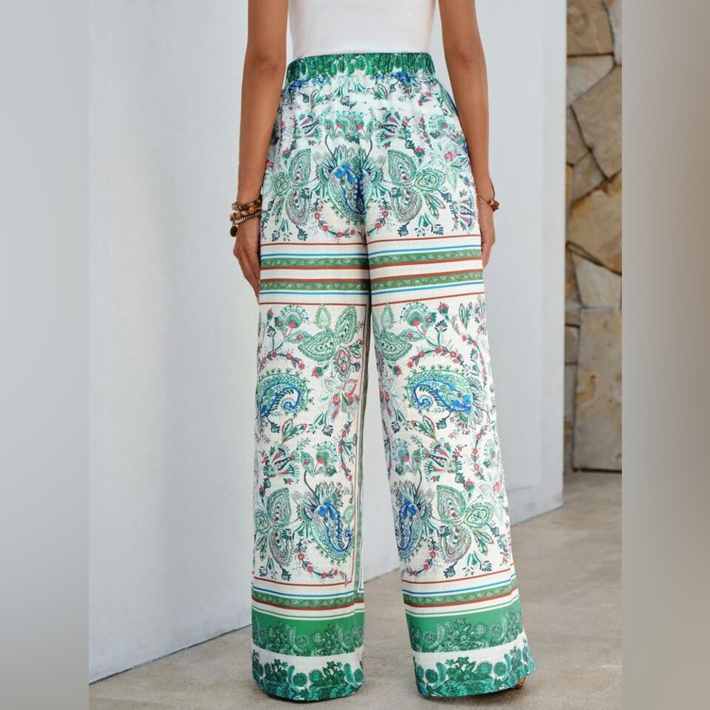 Patterned wide leg trousers - Picture 3 of 10